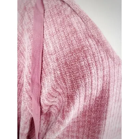 NWT Mauve Pink Chenille V-Neck Hoodie Slouchy Sleeve Relaxed Preppy Boho SZ M - Picture 2 of 7